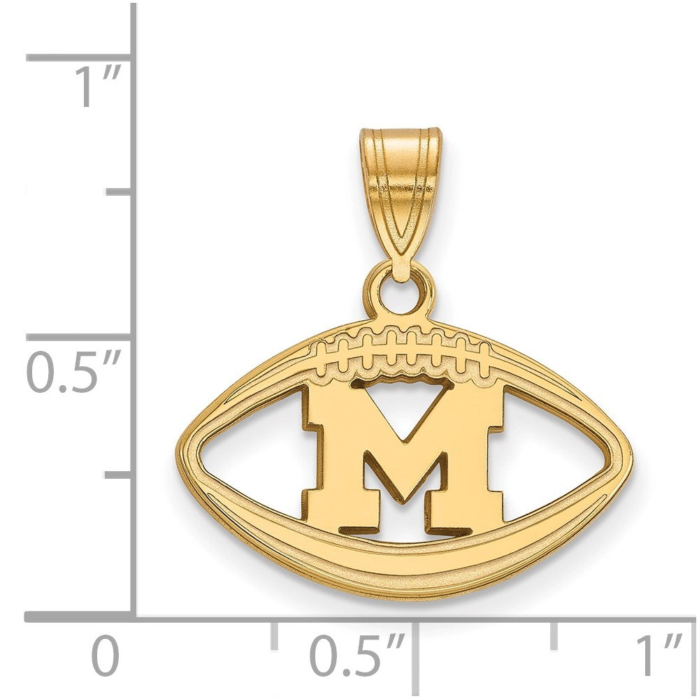 Vergoldet Sterlingsilber Logoart University Of Michigan Buchstabe M Football Anhänger