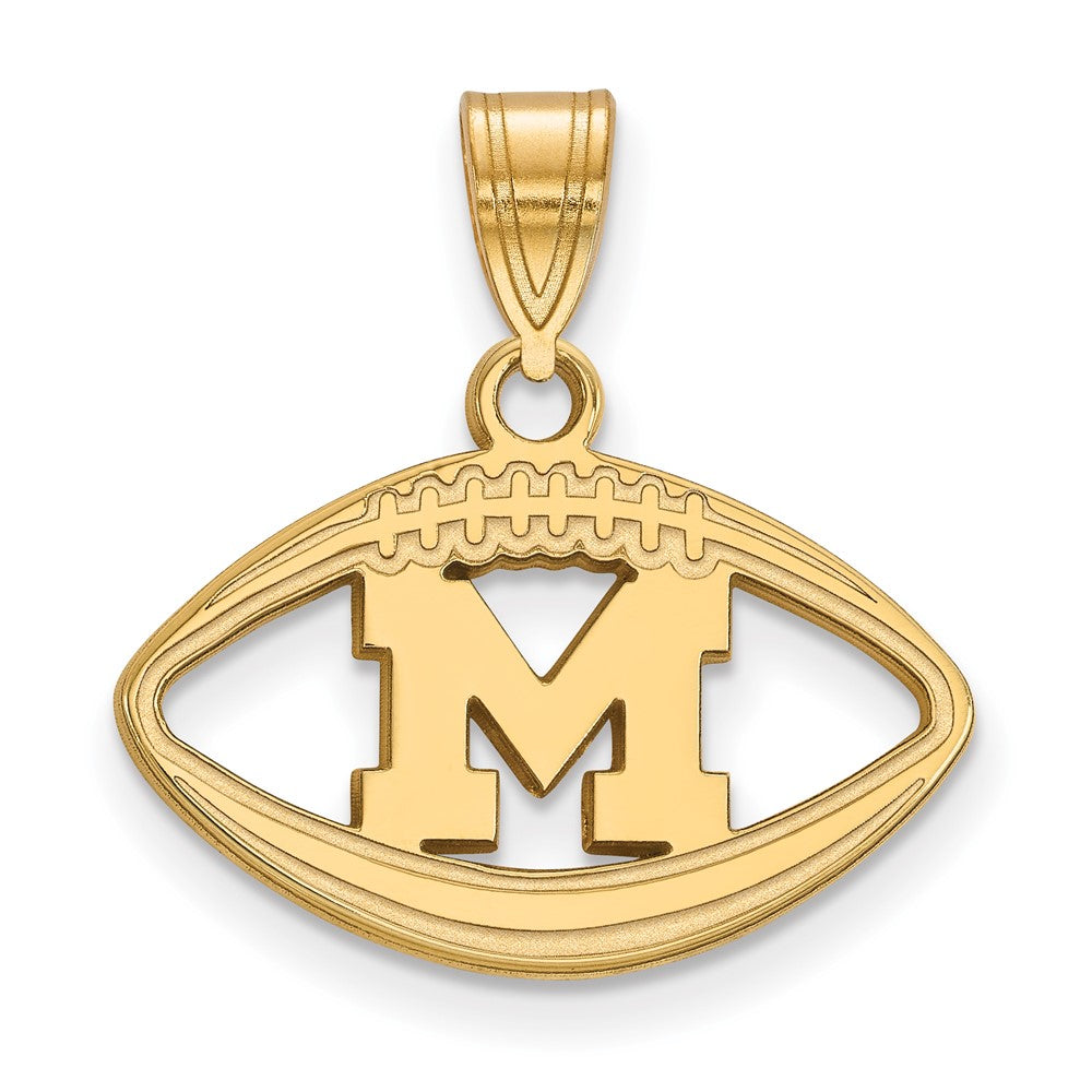 Vergoldet Sterlingsilber Logoart University Of Michigan Buchstabe M Football Anhänger