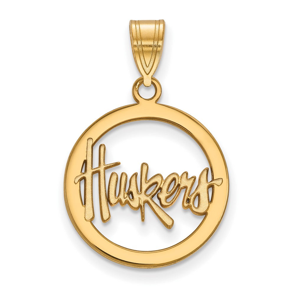 Vergoldet Sterlingsilber Logoart University Of Nebraska Huskers Klein Kreis Anhänger