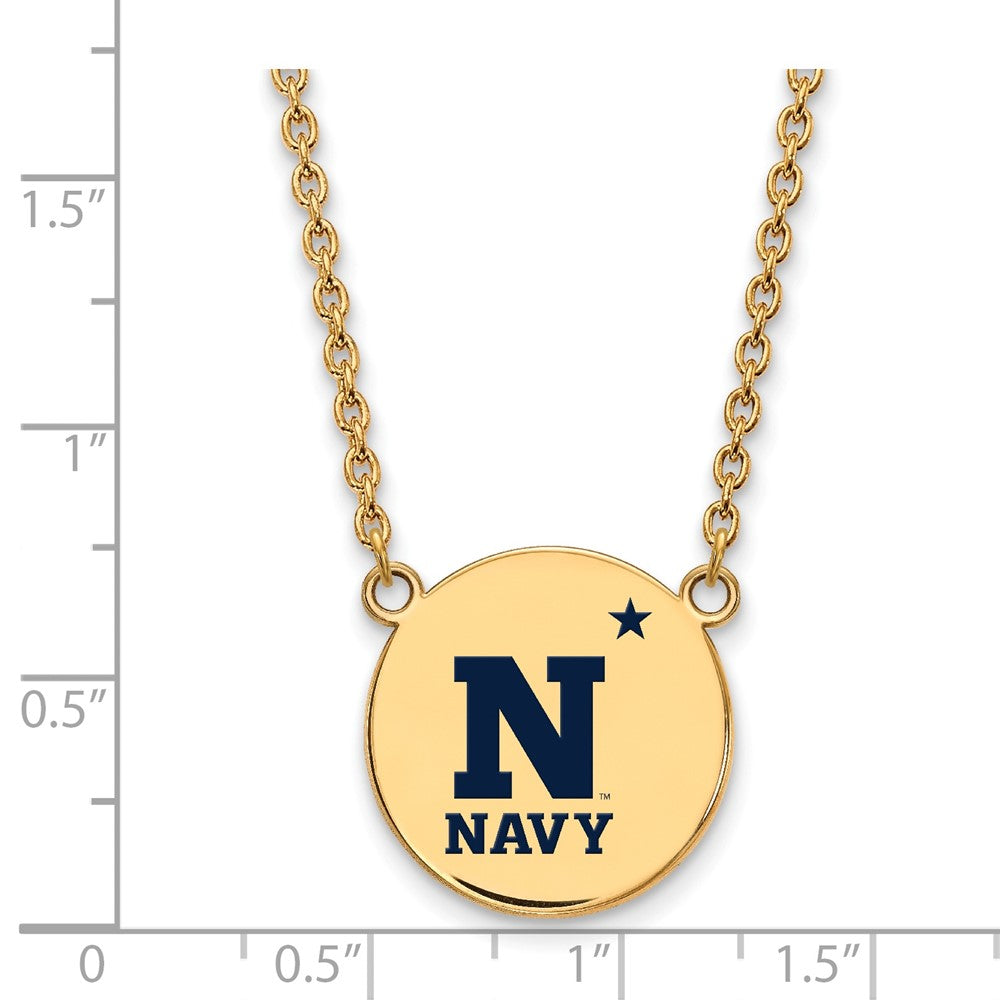 Vergoldet Sterlingsilber Logoart Us Naval Akademie Groß Emailliert Plättchen Anhänger 18 Zoll Halskette