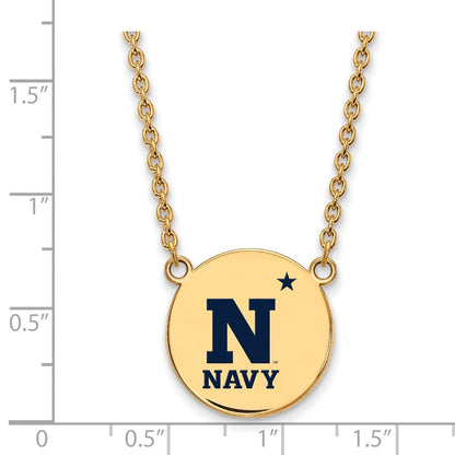 Vergoldet Sterlingsilber Logoart Us Naval Akademie Groß Emailliert Plättchen Anhänger 18 Zoll Halskette