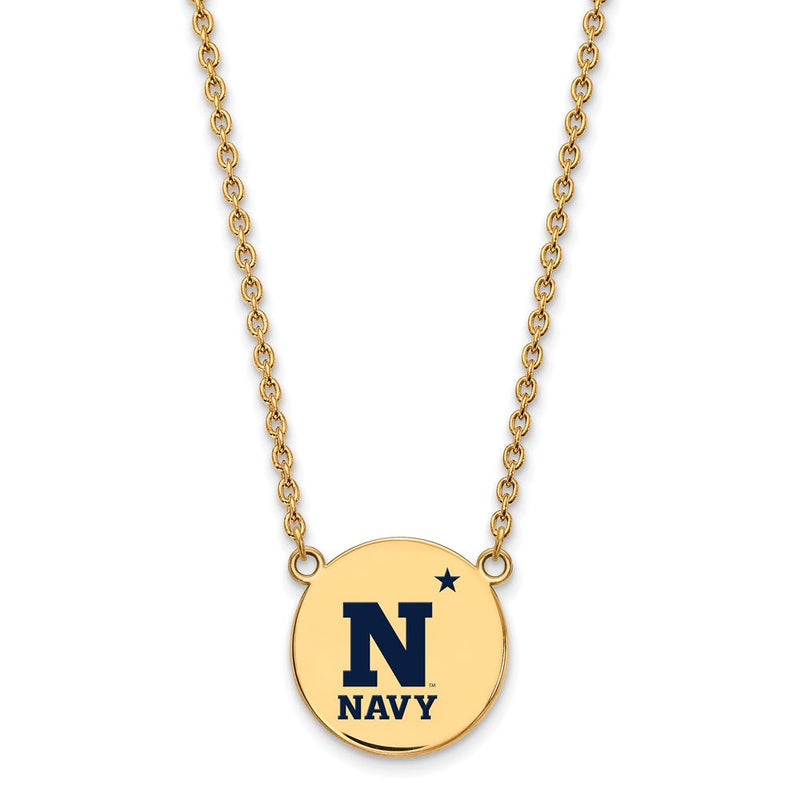 Vergoldet Sterlingsilber Logoart Us Naval Akademie Groß Emailliert Plättchen Anhänger 18 Zoll Halskette