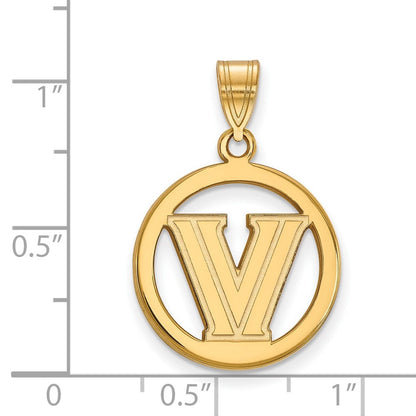 Vergoldet Sterlingsilber Logoart Villanova University Buchstabe V Klein Kreis Anhänger