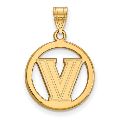 Vergoldet Sterlingsilber Logoart Villanova University Buchstabe V Klein Kreis Anhänger