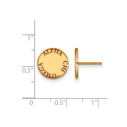 Vergoldet Sterlingsilber Logoart Alpha Chi Omega Sorority Text Farbe Emaille Ohrstecker