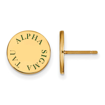 Vergoldet Sterlingsilber Logoart Alpha Sigma Tau Sorority Text Farbe Emaille Ohrstecker