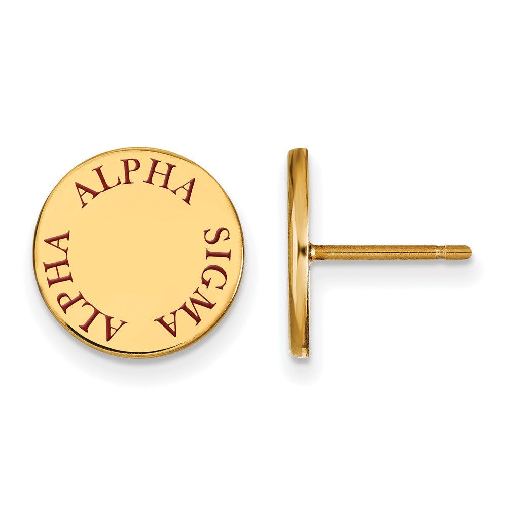 Vergoldet Sterlingsilber Logoart Alpha Sigma Sorority Text Farbe Emaille Ohrstecker