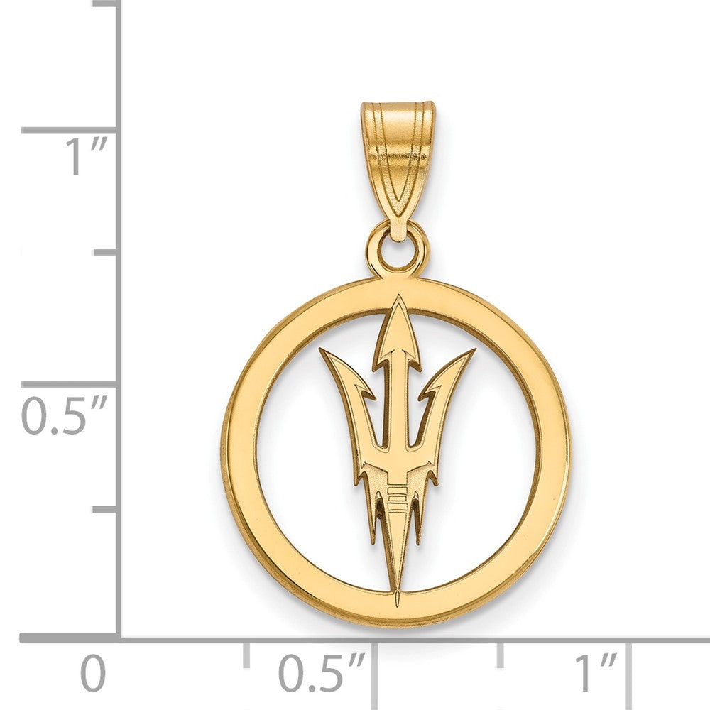 Vergoldet Sterlingsilber Logoart Arizona State University Pitchfork Mittel Kreis Anhänger