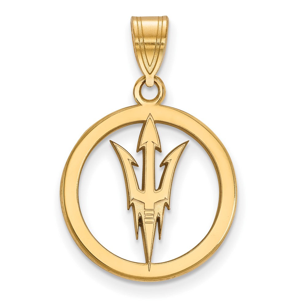 Vergoldet Sterlingsilber Logoart Arizona State University Pitchfork Mittel Kreis Anhänger