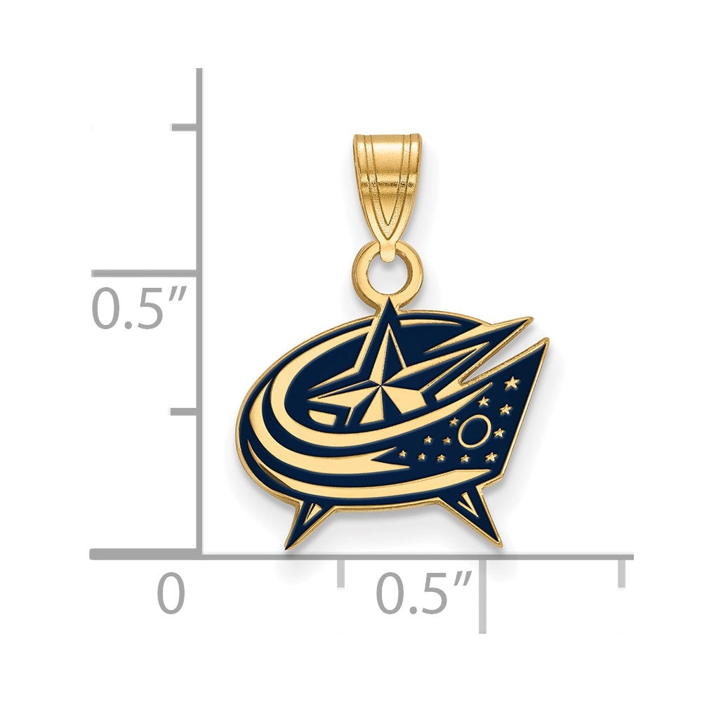 Vergoldet Sterlingsilber Nhl Logoart Columbus Blau Jacken Klein Emailliert Anhänger