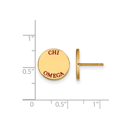 Vergoldet Sterlingsilber Logoart Chi Omega Sorority Text Farbe Emaille Ohrstecker