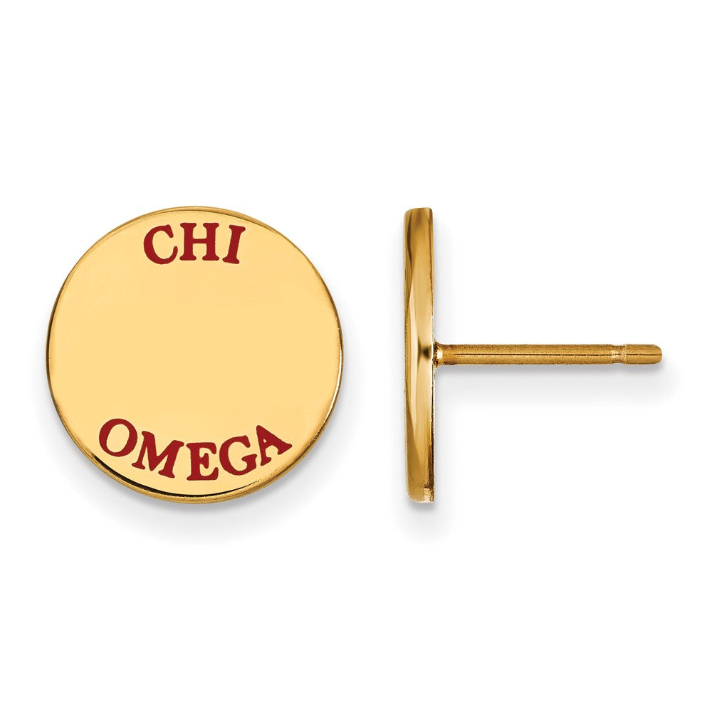 Vergoldet Sterlingsilber Logoart Chi Omega Sorority Text Farbe Emaille Ohrstecker