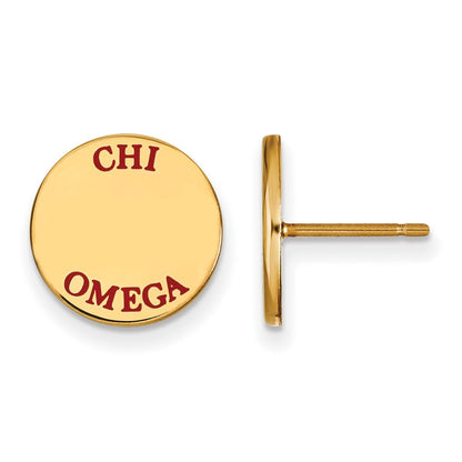 Vergoldet Sterlingsilber Logoart Chi Omega Sorority Text Farbe Emaille Ohrstecker