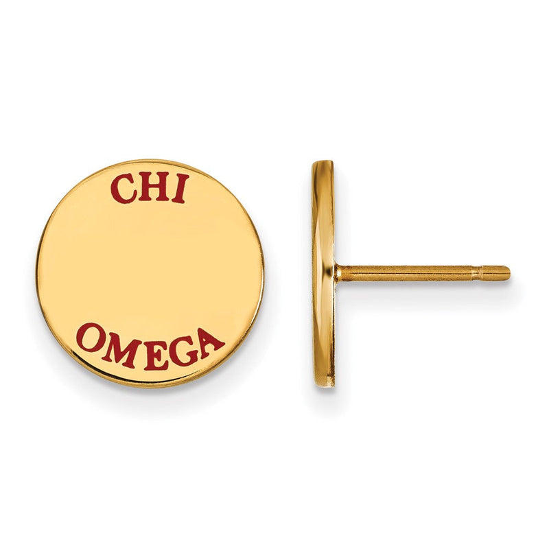 Vergoldet Sterlingsilber Logoart Chi Omega Sorority Text Farbe Emaille Ohrstecker