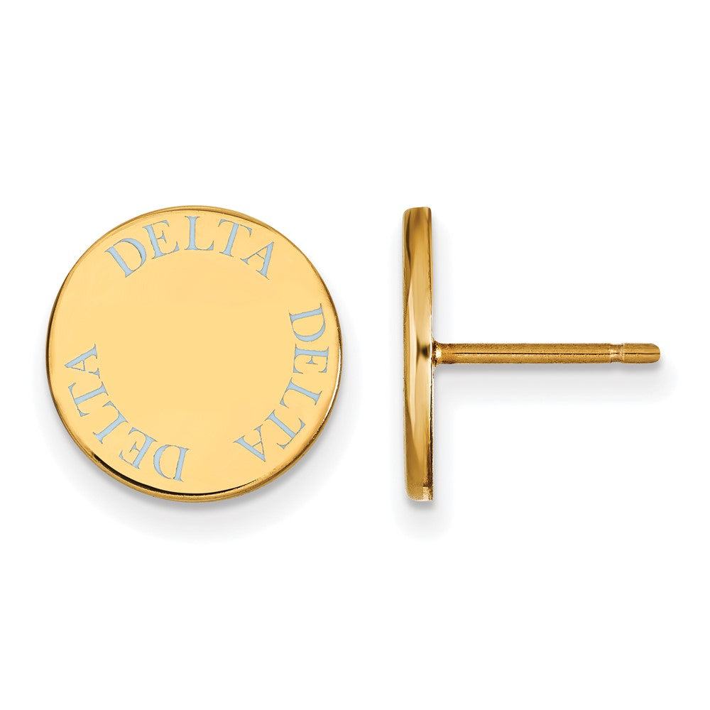 Vergoldet Sterlingsilber Logoart Delta Sorority Text Farbe Emaille Ohrstecker