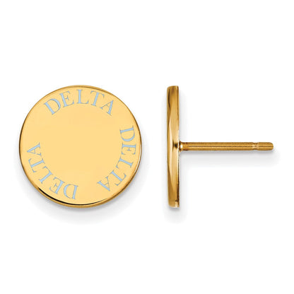 Vergoldet Sterlingsilber Logoart Delta Sorority Text Farbe Emaille Ohrstecker