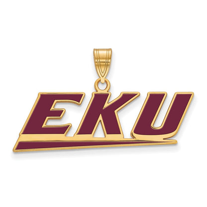 Vergoldet Sterlingsilber Logoart Eastern Kentucky University E K U Groß Emailliert Anhänger