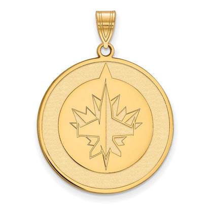 Vergoldet Sterlingsilber Nhl Logoart Winnipeg Jets Extra Groß Anhänger