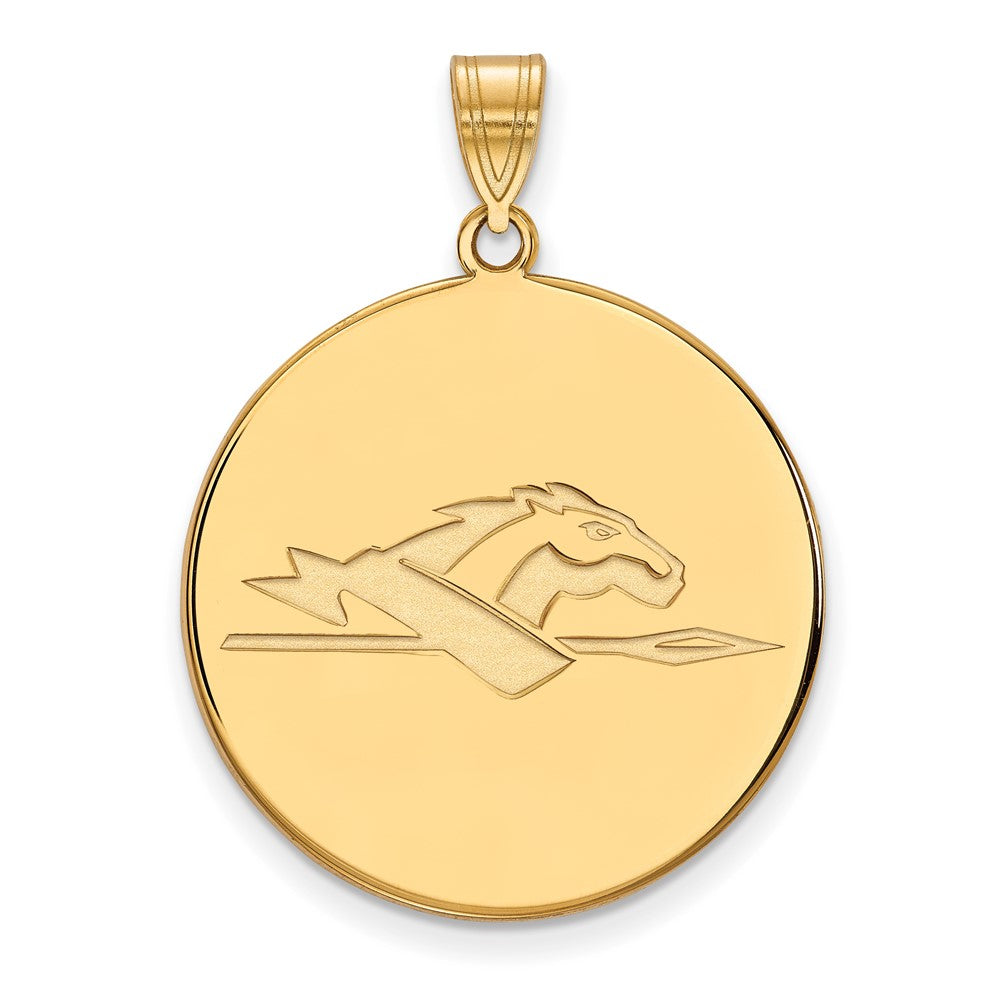 14K Gelbgold Logoart Longwood University Pferd Extra Groß Plättchen Anhänger