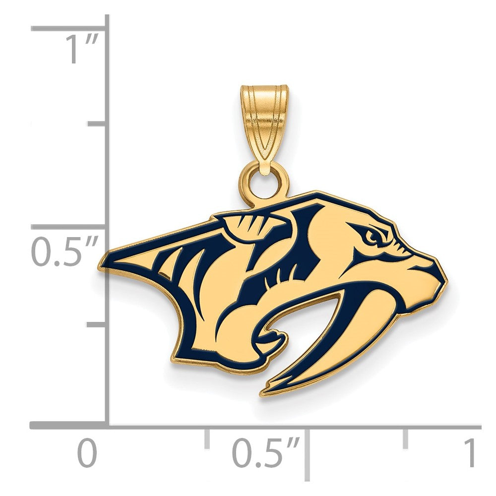 Vergoldet Sterlingsilber Nhl Logoart Nashville Predators Klein Emailliert Anhänger