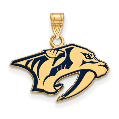 Vergoldet Sterlingsilber Nhl Logoart Nashville Predators Klein Emailliert Anhänger