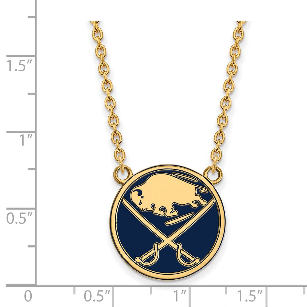 Vergoldet Sterlingsilber Nhl Logoart Buffalo Sabres Groß Emailliert Anhänger 18 Zoll Halskette