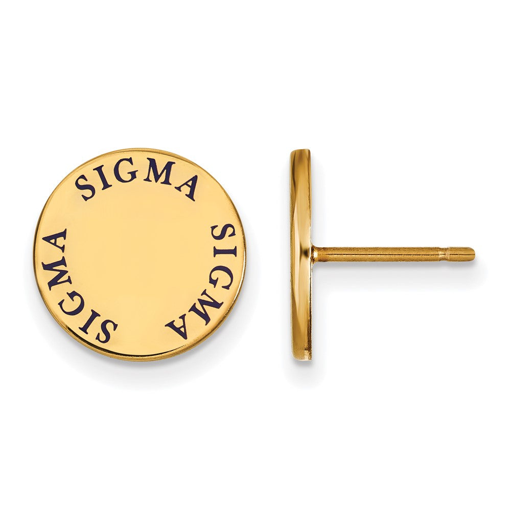 Vergoldet Sterlingsilber Logoart Sigma Sorority Text Farbe Emaille Ohrstecker