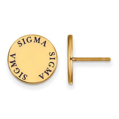 Vergoldet Sterlingsilber Logoart Sigma Sorority Text Farbe Emaille Ohrstecker