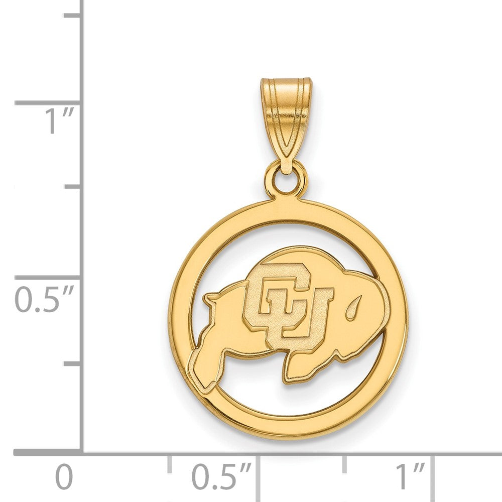 Vergoldet Sterlingsilber Logoart University Of Colorado Buffalo Mittel Kreis Anhänger