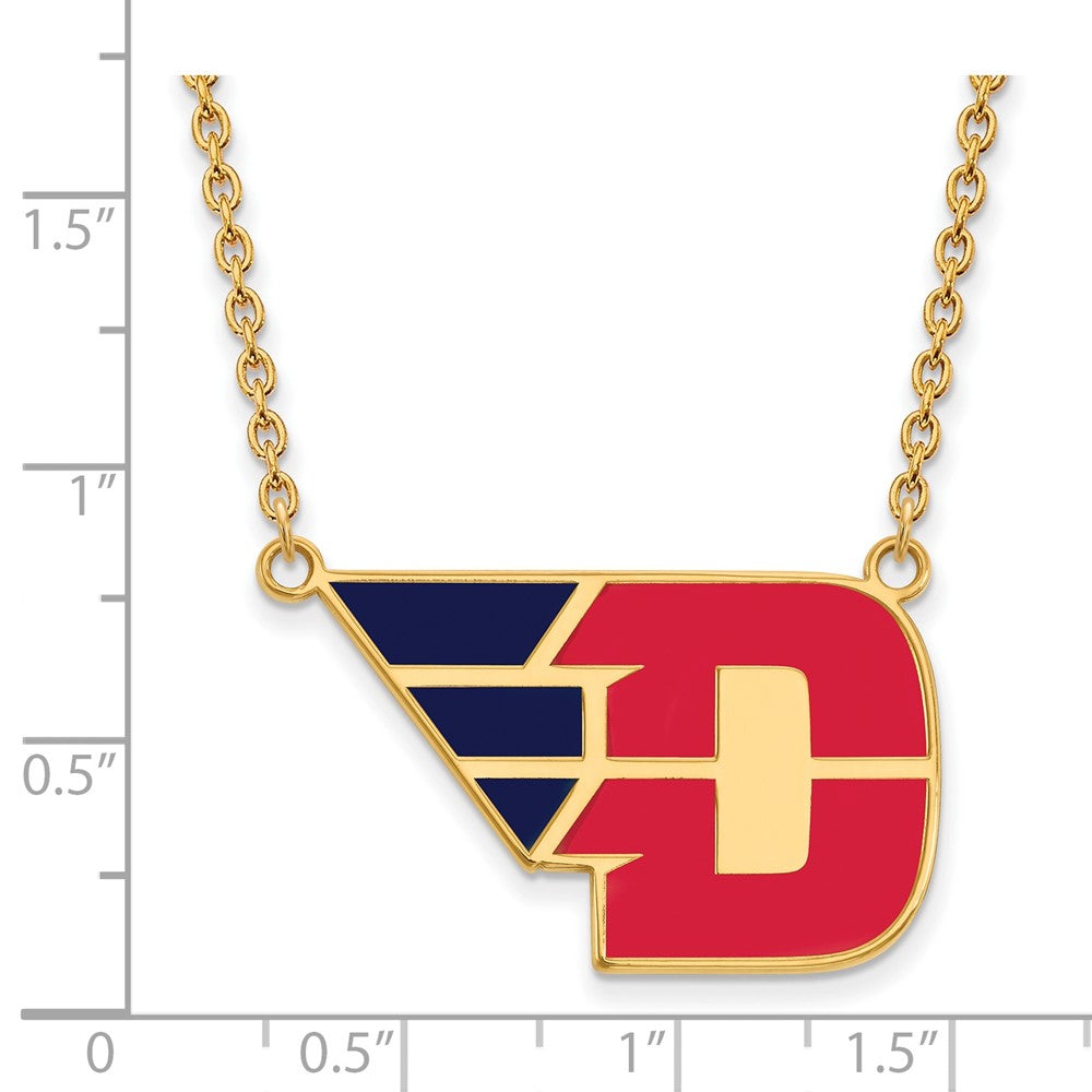 Vergoldet Sterlingsilber Logoart University Of Dayton Groß Emailliert Anhänger 18 Zoll Halskette