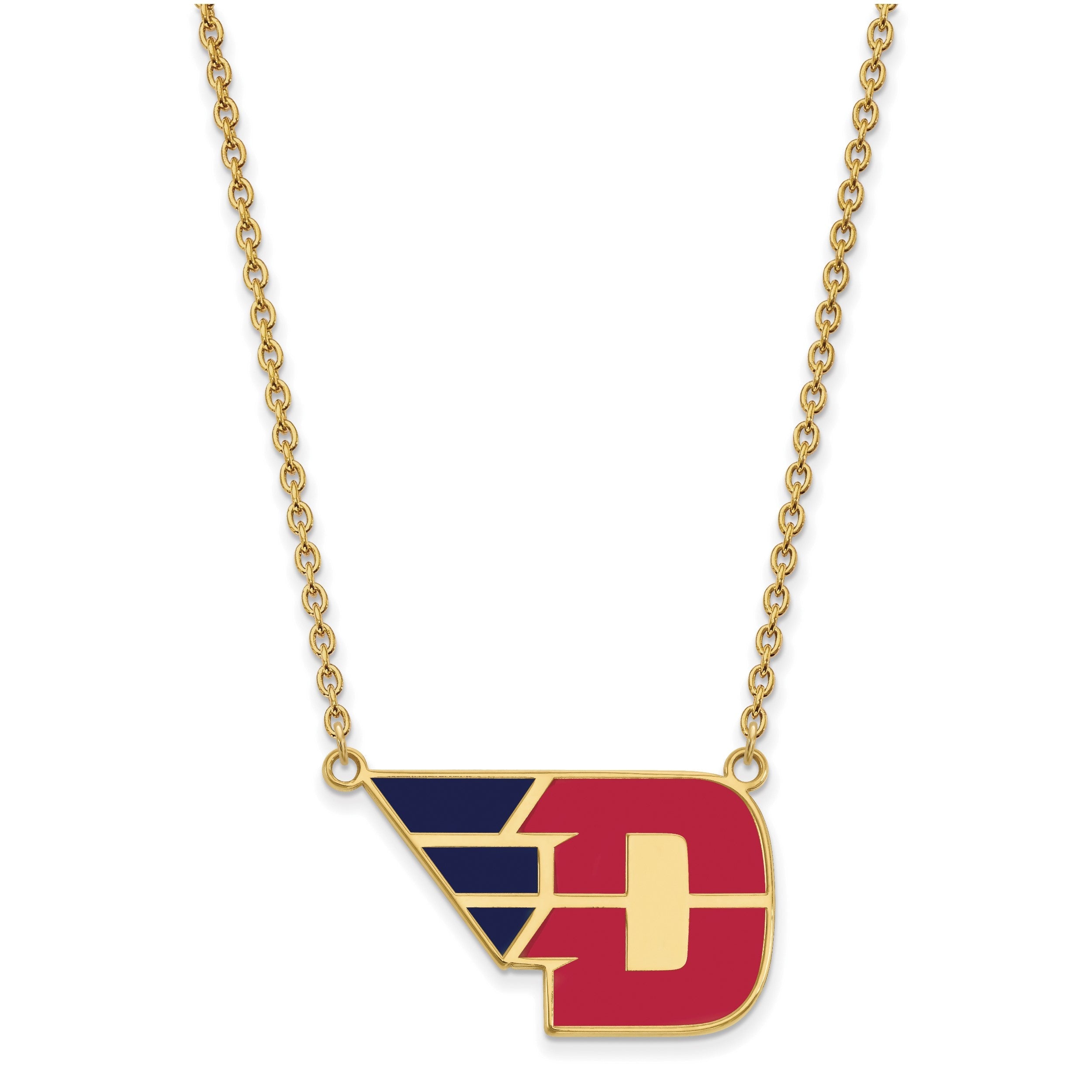 Vergoldet Sterlingsilber Logoart University Of Dayton Groß Emailliert Anhänger 18 Zoll Halskette