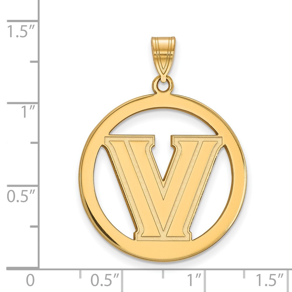Vergoldet Sterlingsilber Logoart Villanova University Buchstabe V Groß Kreis Anhänger