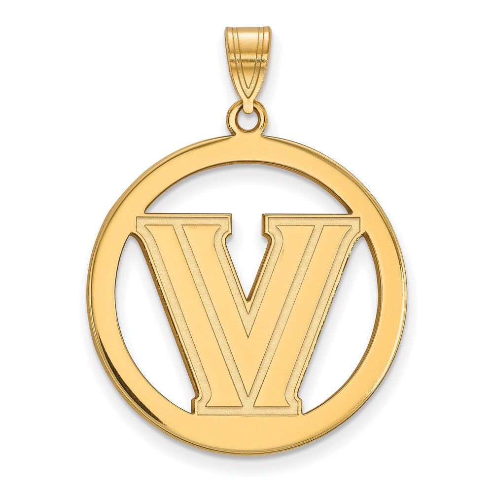 Vergoldet Sterlingsilber Logoart Villanova University Buchstabe V Groß Kreis Anhänger