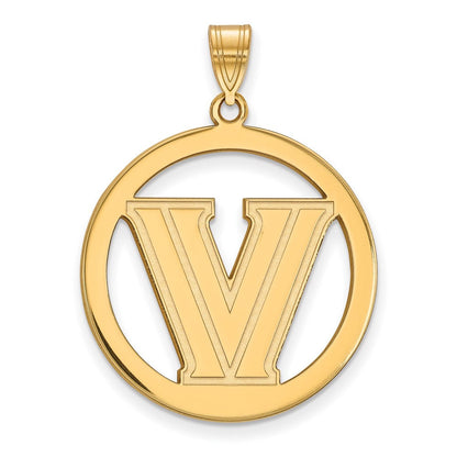 Vergoldet Sterlingsilber Logoart Villanova University Buchstabe V Groß Kreis Anhänger