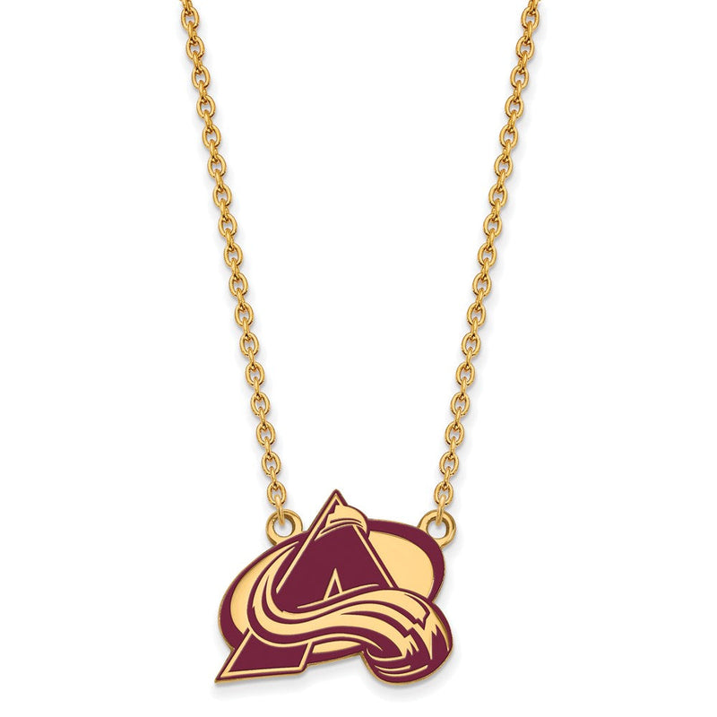 Vergoldet Sterlingsilber Nhl Logoart Colorado Avalanche Buchstabe A Groß Emailliert Anhänger 18 Zoll Halskette