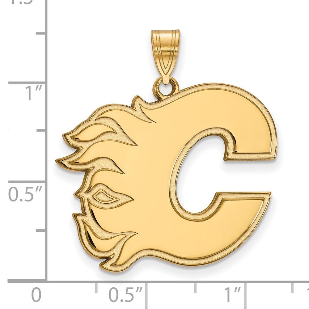 10K Gelbgold Nhl Logoart Calgary Flames Buchstabe C Extra Groß Anhänger