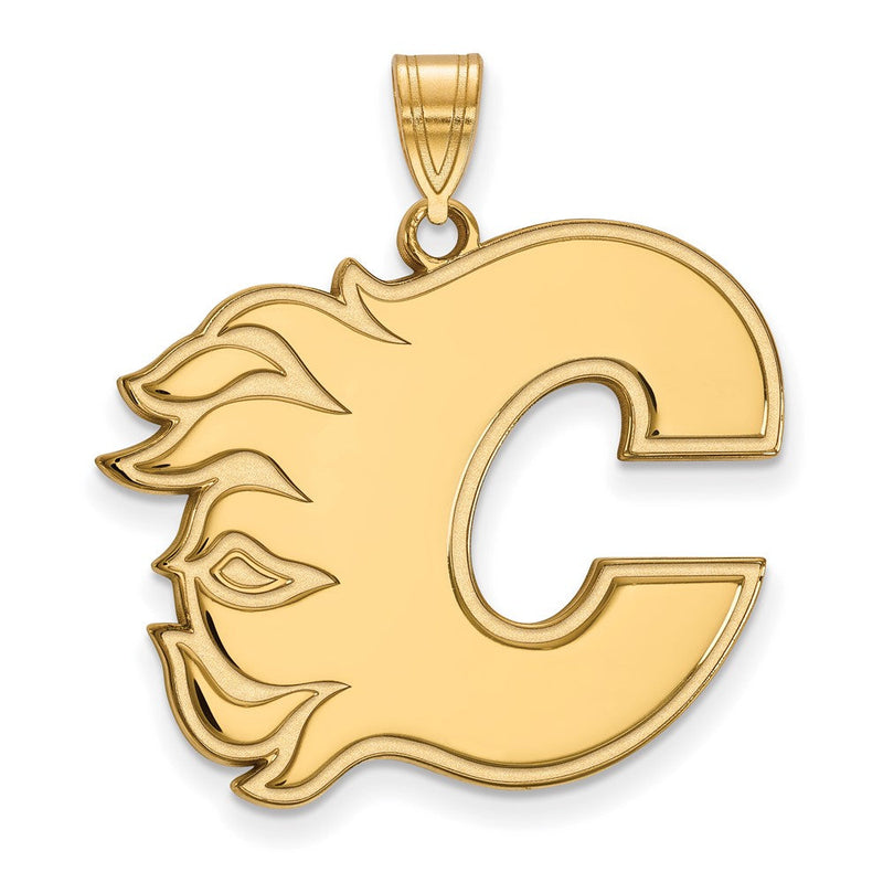 Vergoldet Sterlingsilber Nhl Logoart Calgary Flames Buchstabe C Extra Groß Anhänger