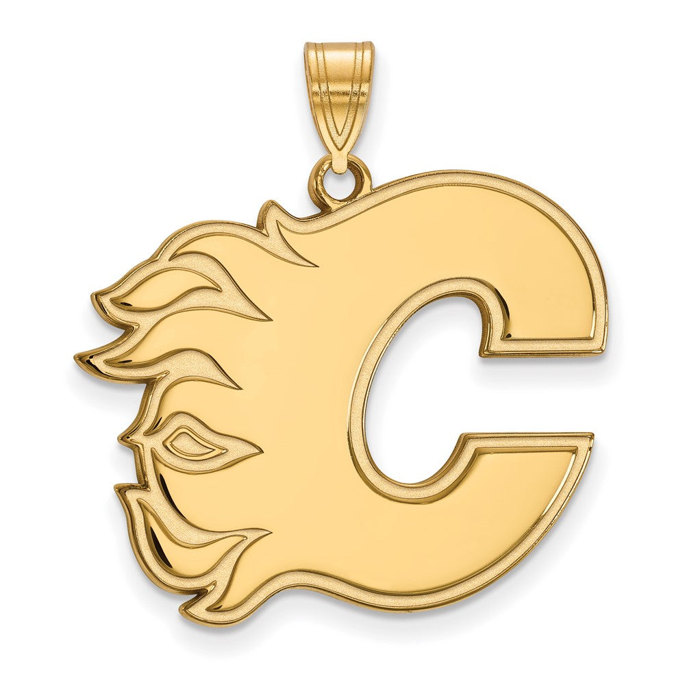 10K Gelbgold Nhl Logoart Calgary Flames Buchstabe C Extra Groß Anhänger
