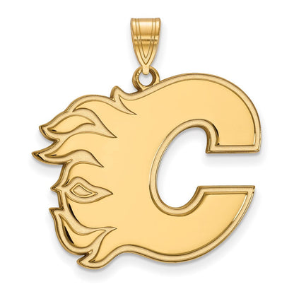 14K Gelbgold Nhl Logoart Calgary Flames Buchstabe C Extra Groß Anhänger
