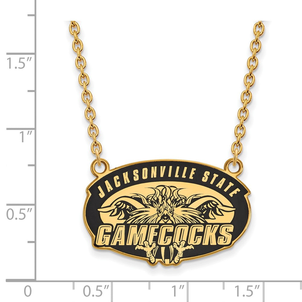 Vergoldet Sterlingsilber Logoart Jacksonville State U. Groß Emailliert Anhänger 18 Zoll Halskette