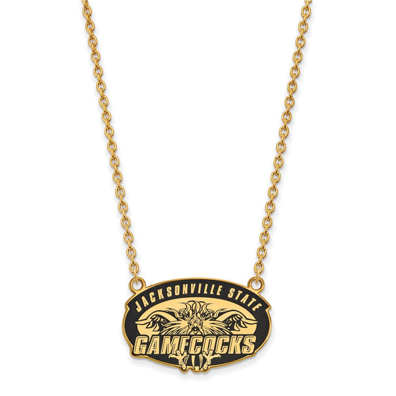 Vergoldet Sterlingsilber Logoart Jacksonville State U. Groß Emailliert Anhänger 18 Zoll Halskette