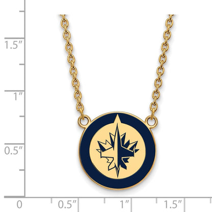 Vergoldet Sterlingsilber Nhl Logoart Winnipeg Jets Groß Emailliert Anhänger 18 Zoll Halskette