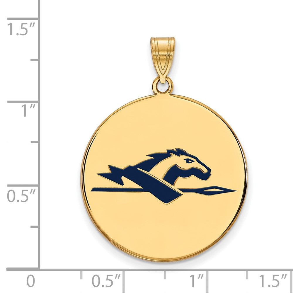Vergoldet Sterlingsilber Logoart Longwood University Pferd Extra Groß Emailliert Plättchen Anhänger