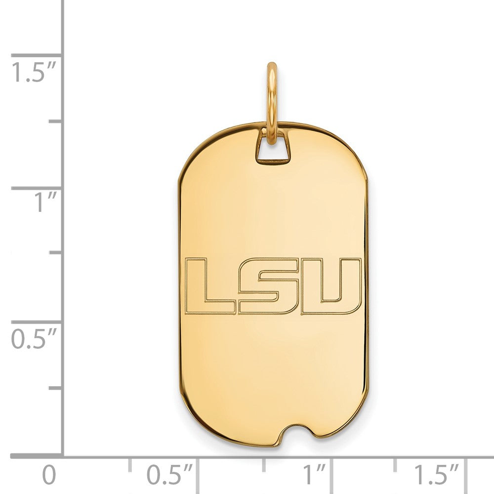 Vergoldet Sterlingsilber Logoart Louisiana State University L S U Klein Erkennungsmarke Anhänger