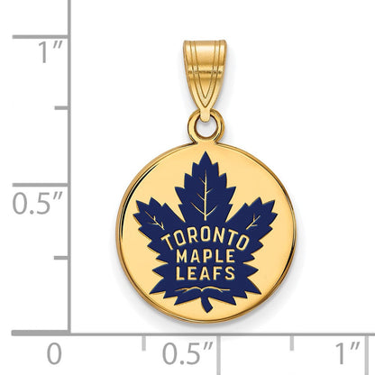 Vergoldet Sterlingsilber Nhl Logoart Toronto Maple Leafs Med Emailliert Plättchen Anhänger