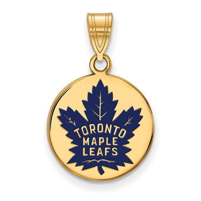 Vergoldet Sterlingsilber Nhl Logoart Toronto Maple Leafs Med Emailliert Plättchen Anhänger