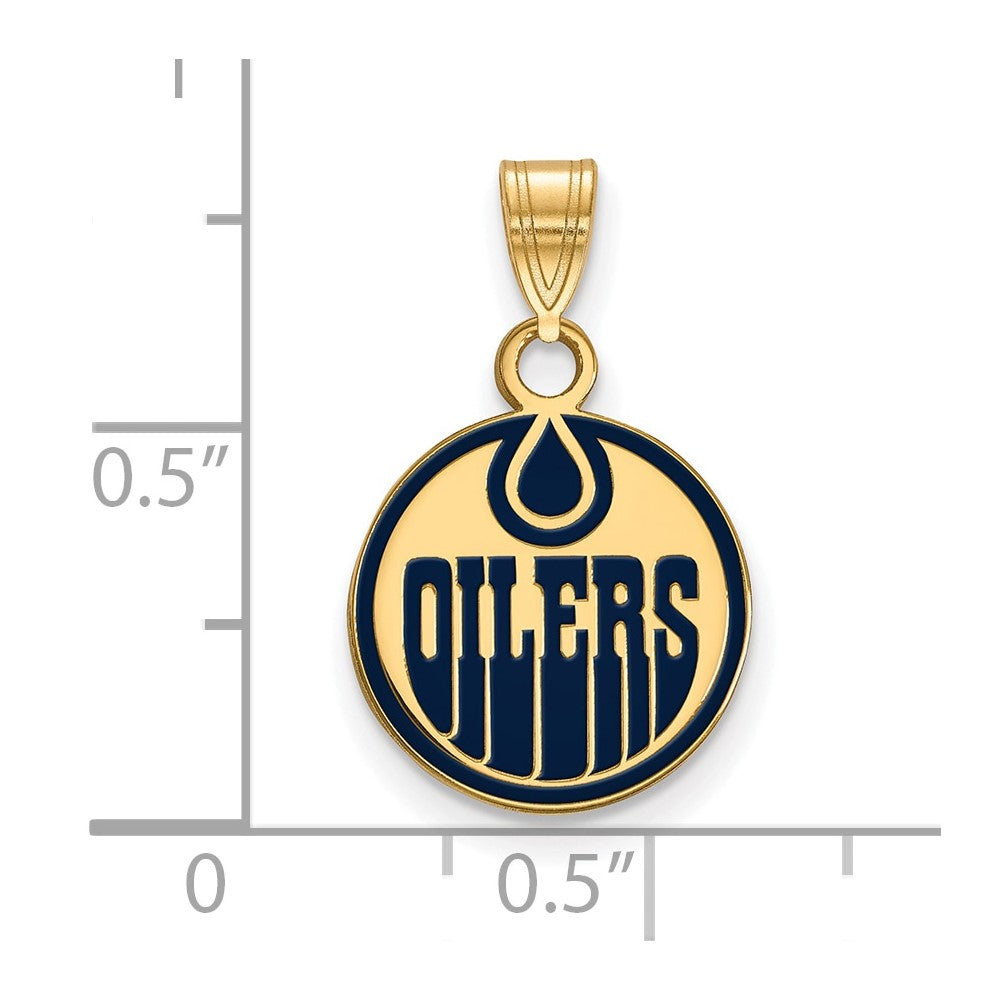 Vergoldet Sterlingsilber Nhl Logoart Edmonton Oilers Klein Emailliert Anhänger