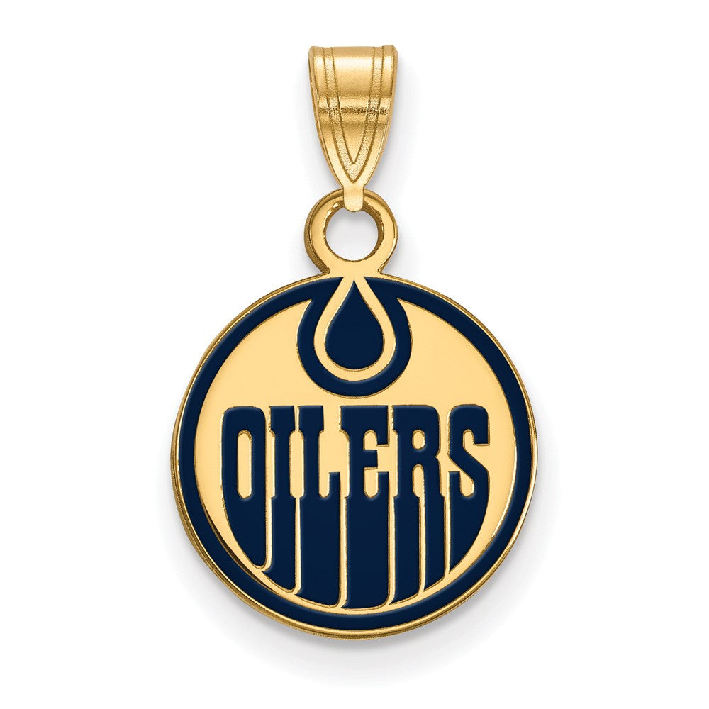 Vergoldet Sterlingsilber Nhl Logoart Edmonton Oilers Klein Emailliert Anhänger