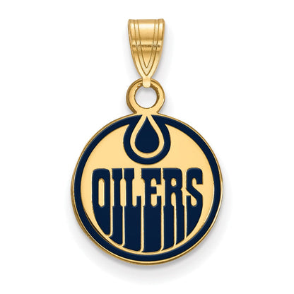 Vergoldet Sterlingsilber Nhl Logoart Edmonton Oilers Klein Emailliert Anhänger