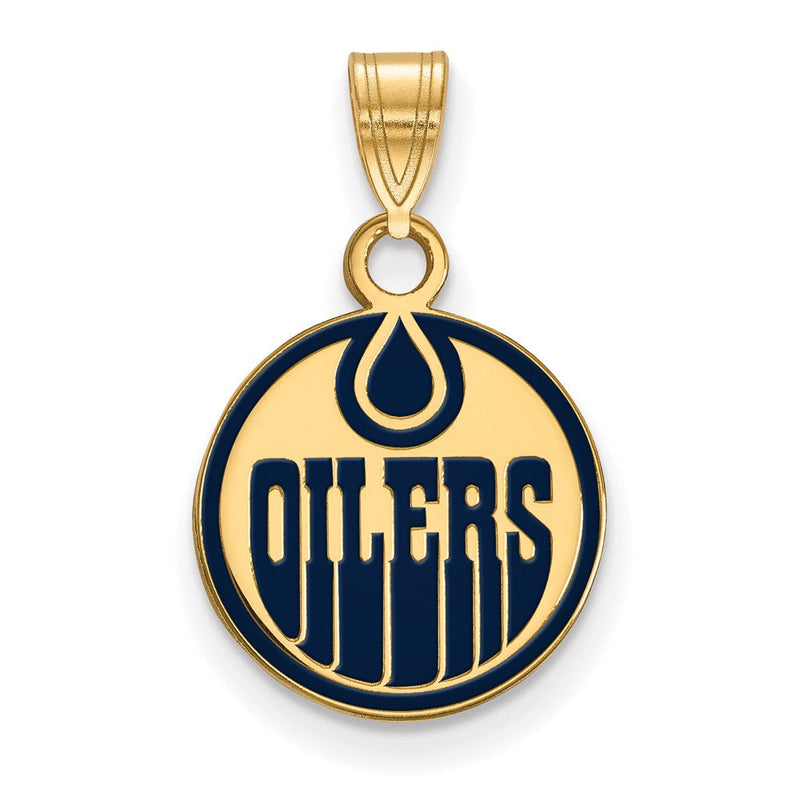 Vergoldet Sterlingsilber Nhl Logoart Edmonton Oilers Klein Emailliert Anhänger